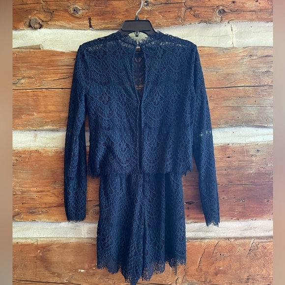 Anthropologie Brand Saylor| Navy Blue Lace Jumper Romper - Small - Wedding Guest - Picture 5 of 9